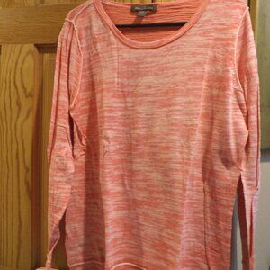 TOMMY BAHAMA Sweater Cantaloupe+White~Round Neck Long Sleeves  Size: Large
